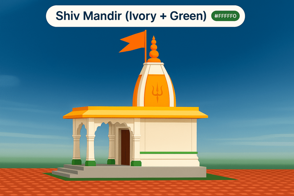 शिव मंदिर का कलर कैसा होना चाहिए : दोस्तों अगर आप शिव मंदिर पर पेंट करना चाहते हैं तो और जानना चाहते हैं की शिव मंदिर का कलर कैसा होना चाहिए तो आप बिल्कुल सही जगह आये हैं यहाँ आप बिल्कुल शाछात देख सकते हैं शिव मंदिर का रंग कैसा होना चाहिए की वो अच्छा लगे और कलर लगें के बाद कैसा दिखेगा और आपको सभी कलर का कोड भी मिल जायेगा जिससे आप बिल्कुल आसानी से अपने मंदिर की पेंटिंग करवा सकते हैं |