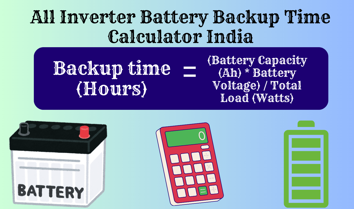 All Inverter battery backup time calculator india | 12v inverter battery backup time calculator | 150Ah battery backup time Calculator | 200Ah battery backup time Calculator | 100ah battery backup time calculator | 220Ah battery backup time Calculator | 200Ah battery backup time for 2 fans | 200ah battery backup time for 4 fans | 200Ah battery backup time for 3 fans | 150Ah battery backup time for 2 fans | 150ah battery backup time for 3 fans | 150ah battery backup time for 4 fans.