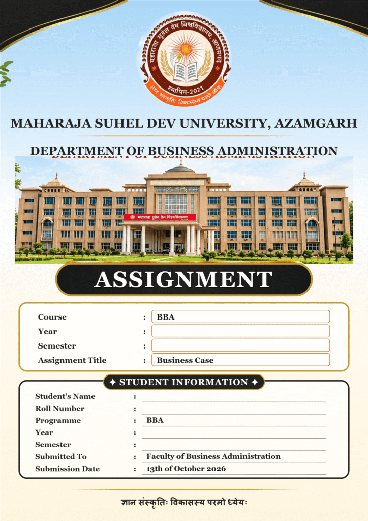 COLLEGE ASSIGNMENT FRONT PAGE | MAHARAJA SUHEL DEV UNIVERSITY AZAMGARH ASSIGNMENT FRONT PAGE